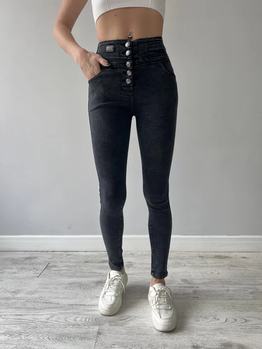 H&C Style Джеггинсы на резинке без начеса, серый, фото 10