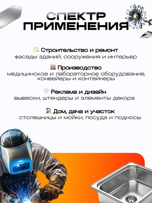 Лист нержавеющий зеркальный 100х200х1мм, вариант, фото 4