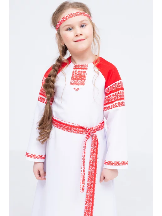 Мой карнавал Русский народный костюм для девочки Покосная рубаха, вариант, фото 3