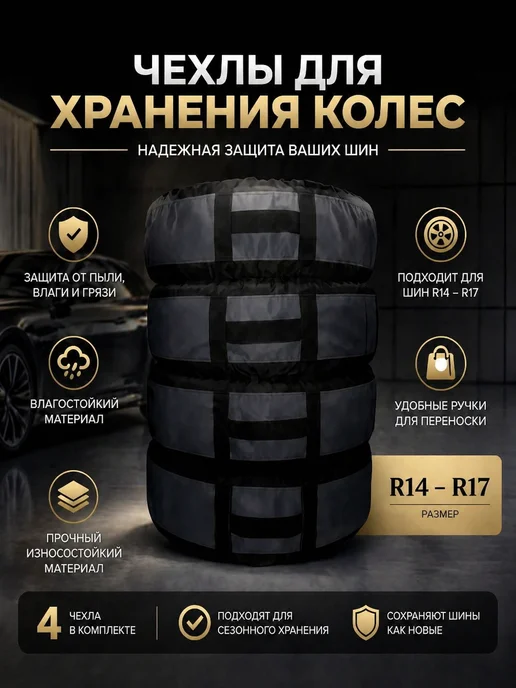 Грейпфрут Чехлы для хранения автомобильных шин,колёс, 4 шт