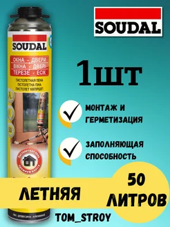 Пена монтажная летняя Соудал GUNFOAM 50 750 мл. 1шт Soudal 215879259 купить за 524 ₽ в интернет-магазине Wildberries