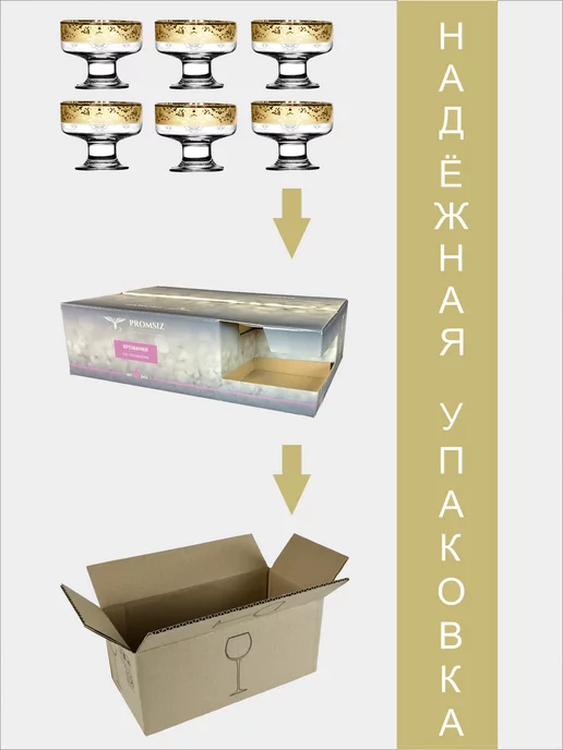 PROMSIZ Подарочный набор креманок Эрмитаж 250мл.6шт, 250 мл, фото 6