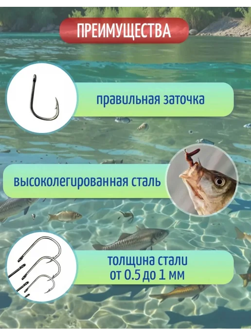 Shop.точка Крючки рыболовные карповые набор 100шт, 100 шт, фото 4
