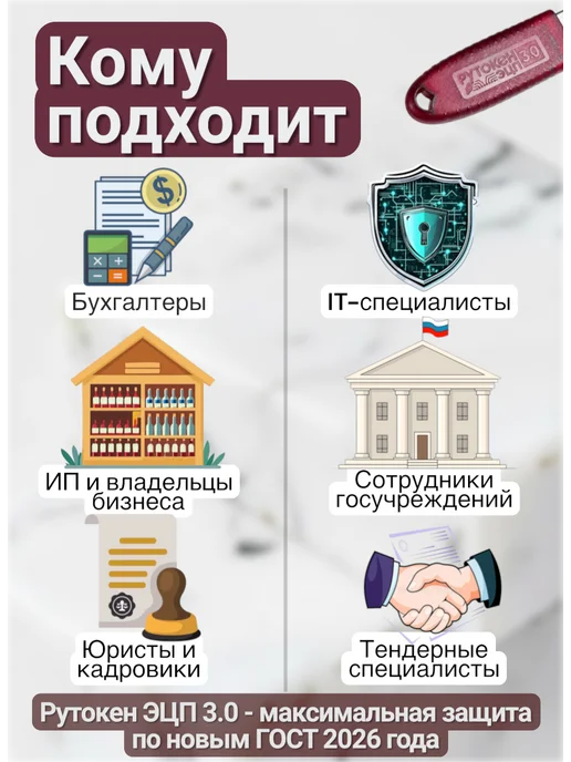 рутокен Токен ЭЦП 3.0 для ЕГАИС - носитель для электронной подписи, вариант, фото 3
