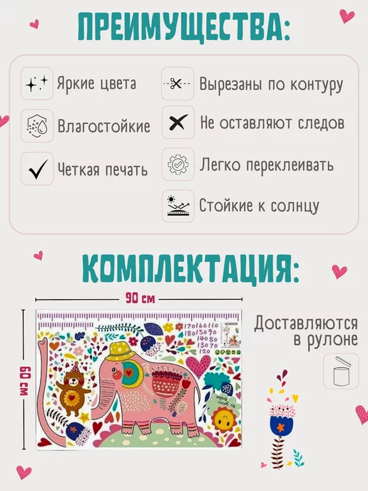 Светлячок / Ростомер интерьерная наклейка на стену в детскую, вариант, фото 6