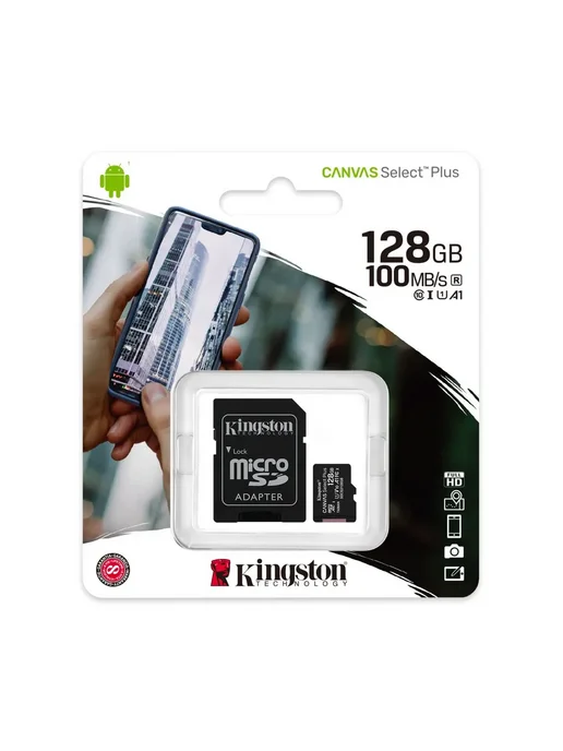 Kingston Карта памяти 128ГБ MicroSDXC CANVAS SELECT PLUS UHS-1 U1 V10, 128 ГБ, фото 2