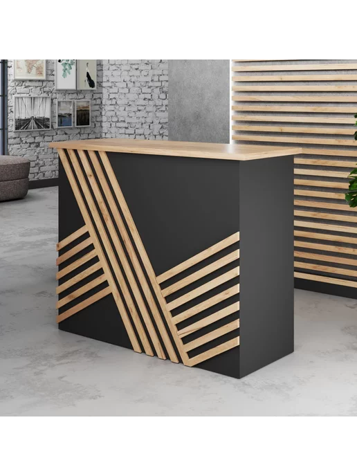 Re-seption Стойка ресепшн Вуд лайн 200х120х60 подсветка RGB, вариант, фото 2