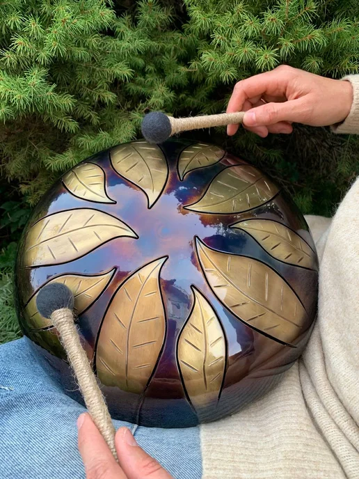 ShinySteelDrums Глюкофон 30 см музыкальный для медитации 432 Гц Листья ля, желтый, фото 2