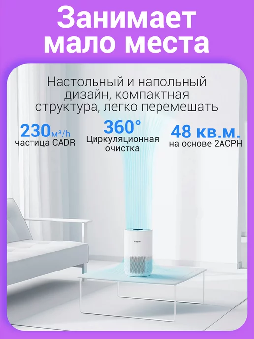 Xiaomi Очиститель воздуха Smart Air Purifier 4 Compact, белый, фото 6