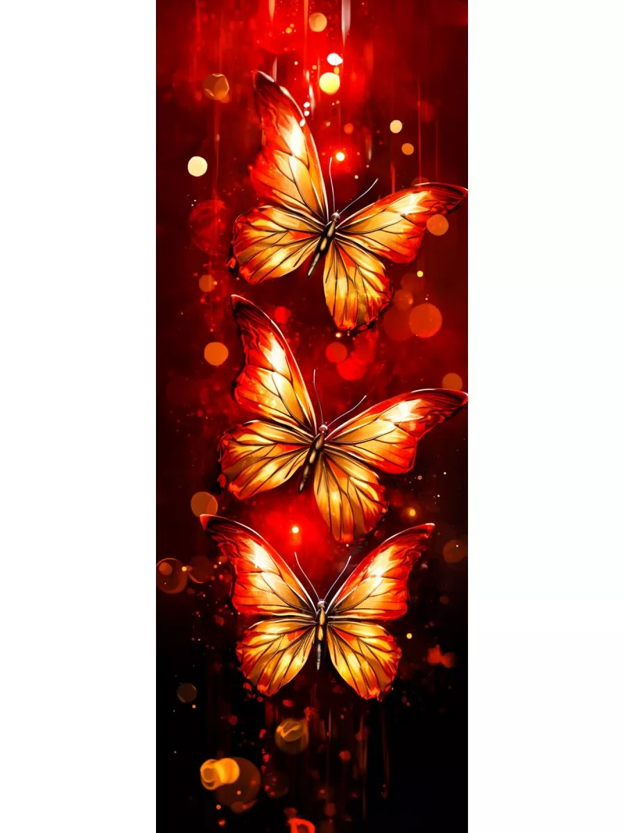 Алмазная мозаика без подрамника «Три бабочки» 50x17 см