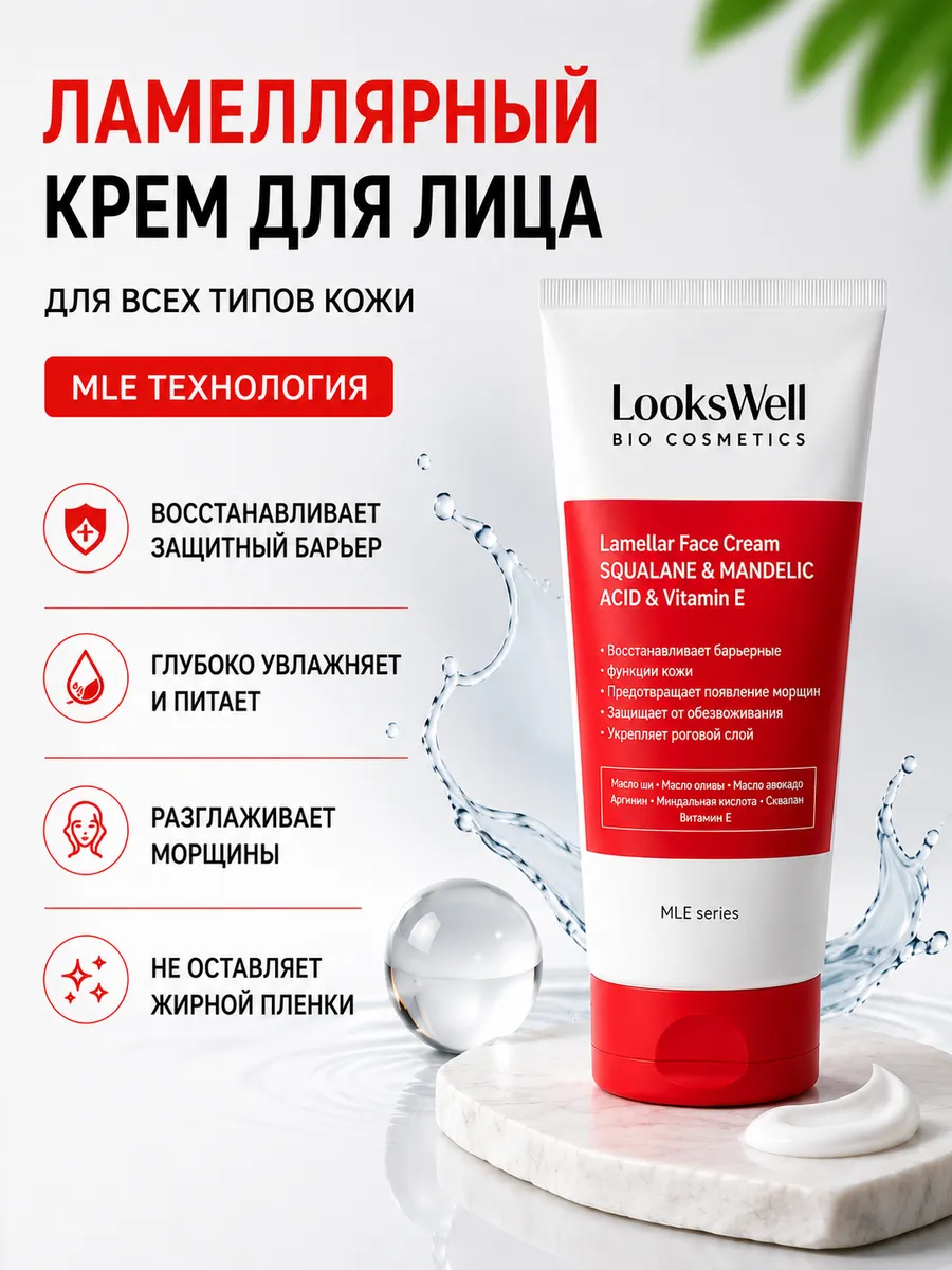 Ламеллярный увлажняющий крем для лица от морщин. MLE крем