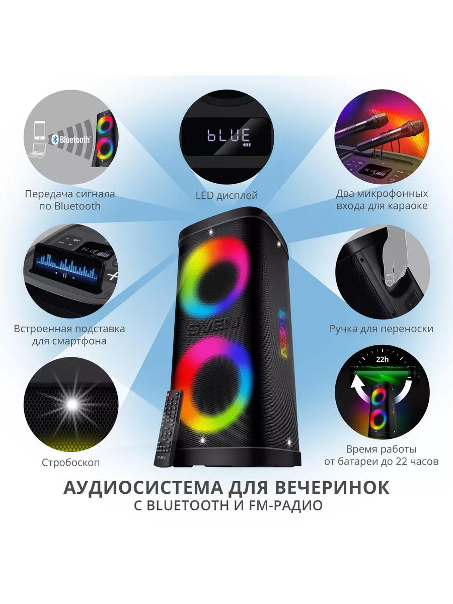 Беспроводная Bluetooth колонка для вечеринок PS-950, 160 Вт Sven 216214397  купить за 20 532 ₽ в интернет-магазине Wildberries