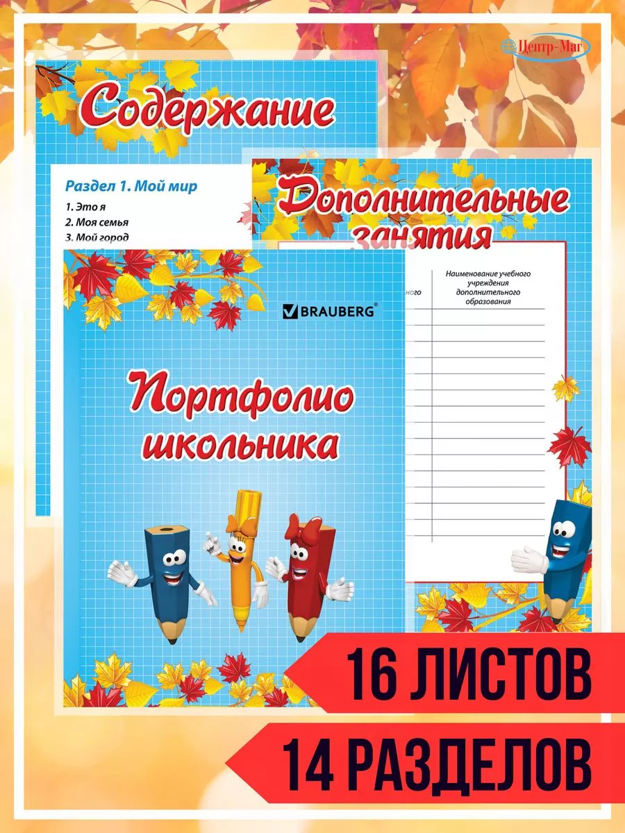Листы - вкладыши для портфолио школьника