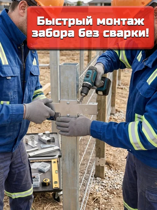 Bilti Х кронштейн для забора 60х60 40х20 мм (24 шт.), 60x60, 16 шт, фото 3