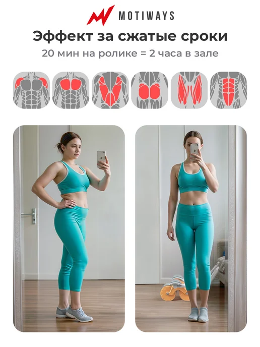 Motiways Ролик для пресса с возвратным механизмом - тренажер, вариант, фото 4