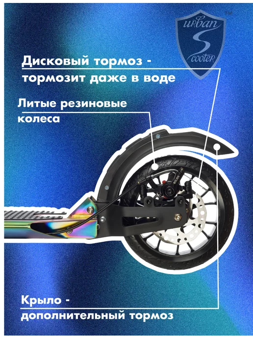 Urban scooter Самокат двухколесный Disc Benzin Pro складной, зеленый, фото 2