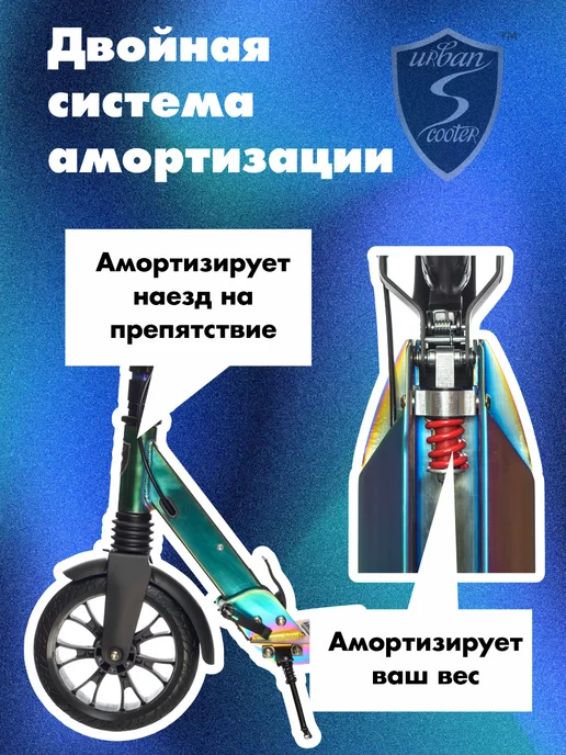 Urban scooter Самокат двухколесный Disc Benzin Pro складной, зеленый, фото 3