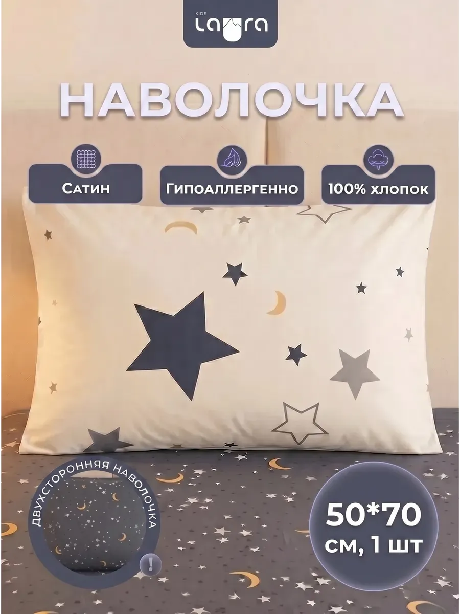 Наволочка 50х70 сатин