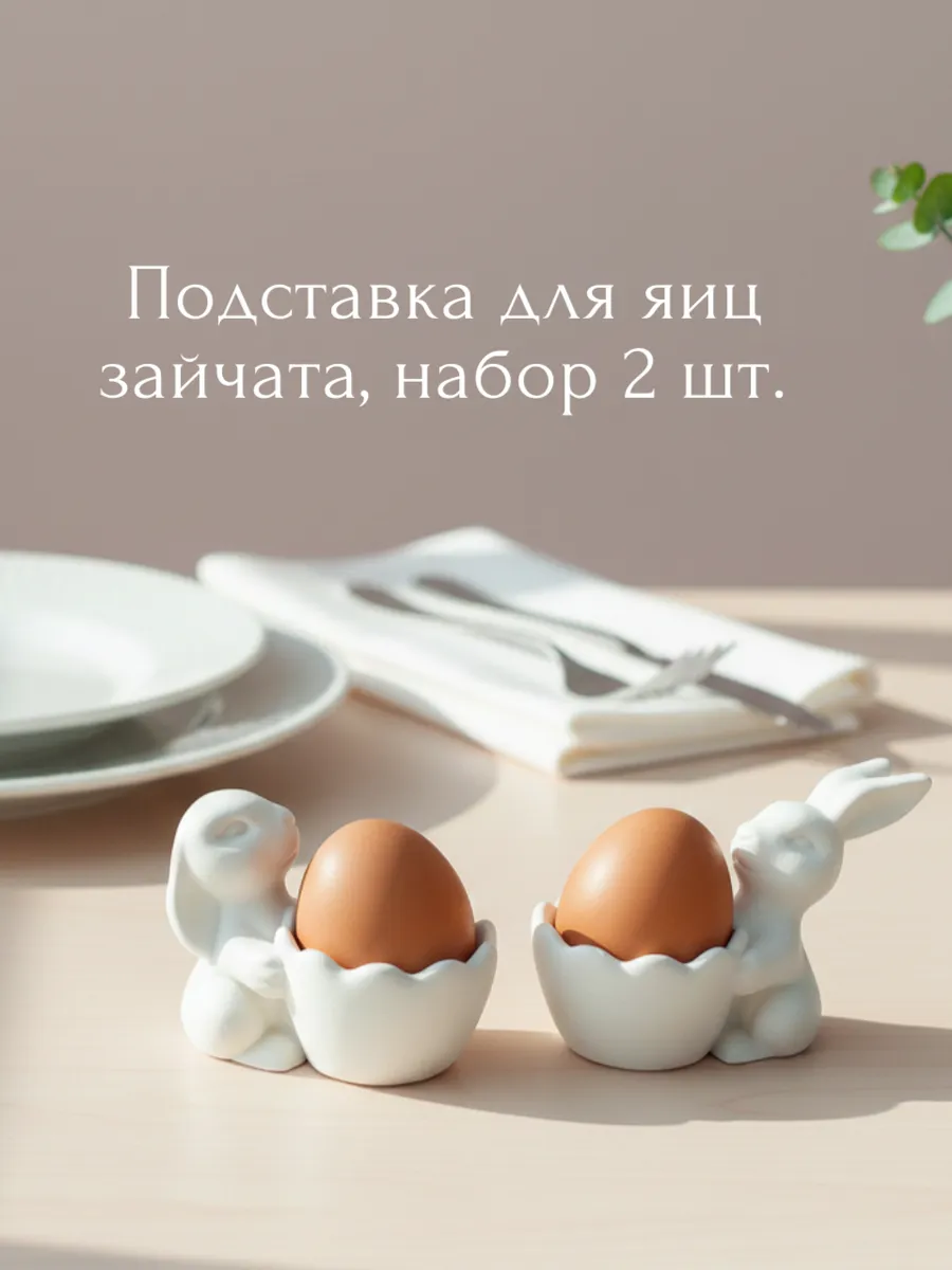 Подставка для яиц зайчата, набор 2 шт.