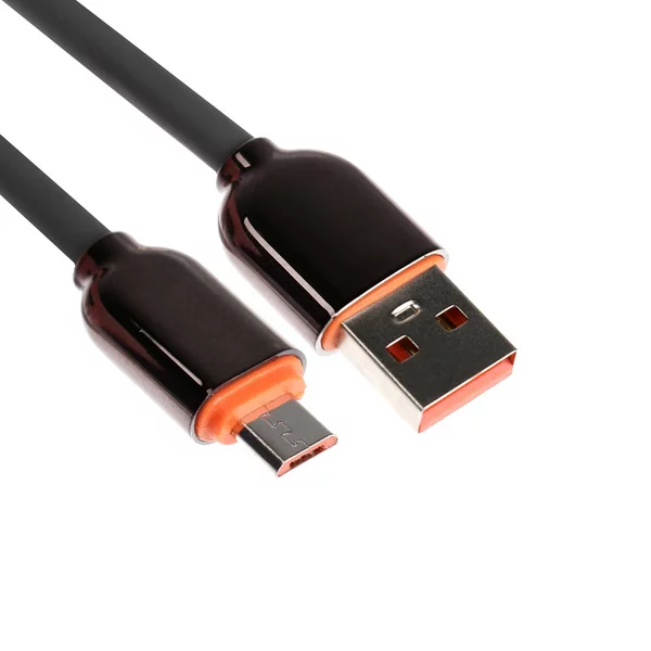 Кабель MicroUSB — USB, 2.4 A, оплётка PVC, 1 метр