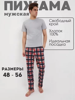 Пижама со штанами клетку новогодняя хлопковая Добрыня textil 216700089 купить за 930 ₽ в интернет-магазине Wildberries