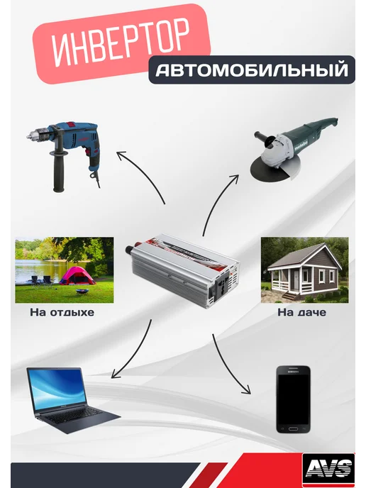 AVS Инвертор в машину преобразование энергии 12 на 220V, вариант, фото 3