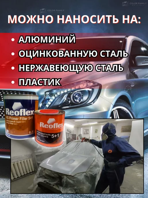 Reoflex Грунт акриловый черный 5+1 0,8л.+ отвердитель 0,16л, 0,8 л, 0,16 л, фото 4