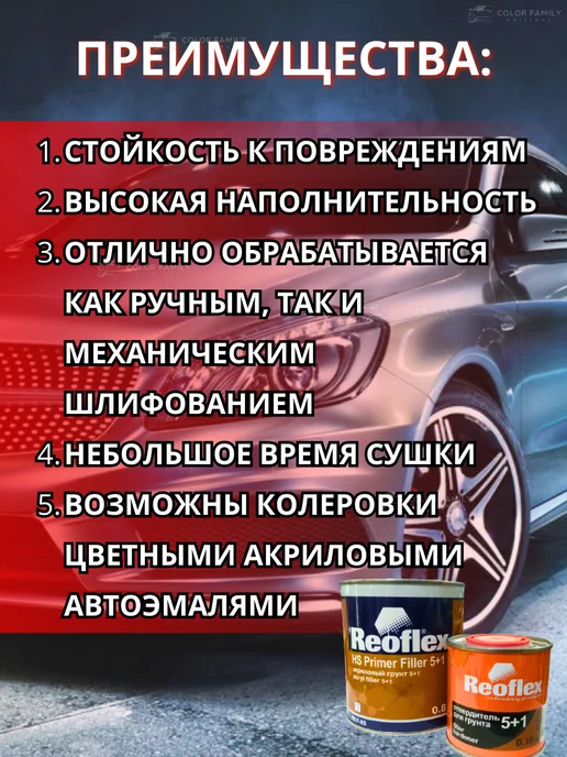 Reoflex Грунт акриловый черный 5+1 0,8л.+ отвердитель 0,16л, 0,8 л, 0,16 л, фото 5