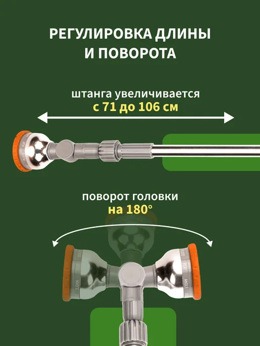 ЧЕТЫРЕ СЕЗОНА Пистолет распылитель для полива телескопический, серый, фото 3