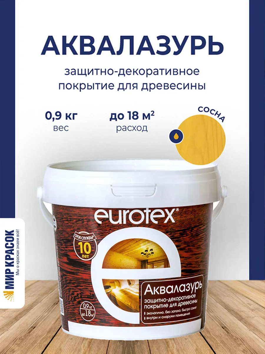 Аквалазурь лак защитно-декоративный для дерева, сосна 0.9 л