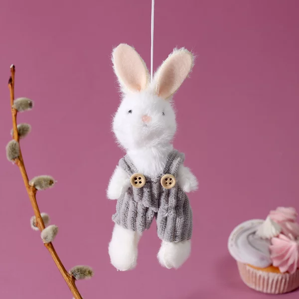 Мягкая игрушка "Зайчик" на подвесе, 14 см, цвет МИКС