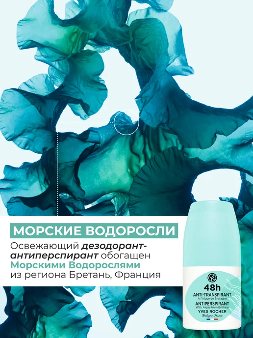 Yves Rocher Дезодорант шариковый с морскими водорослями 48ч, 50 мл, фото 4