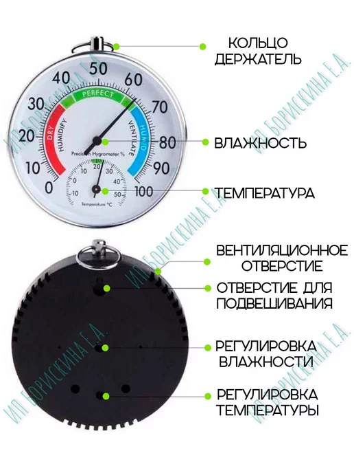Борискина Е.А. Термометр комнатный, гигрометр TH-9100-C, серый, фото 4