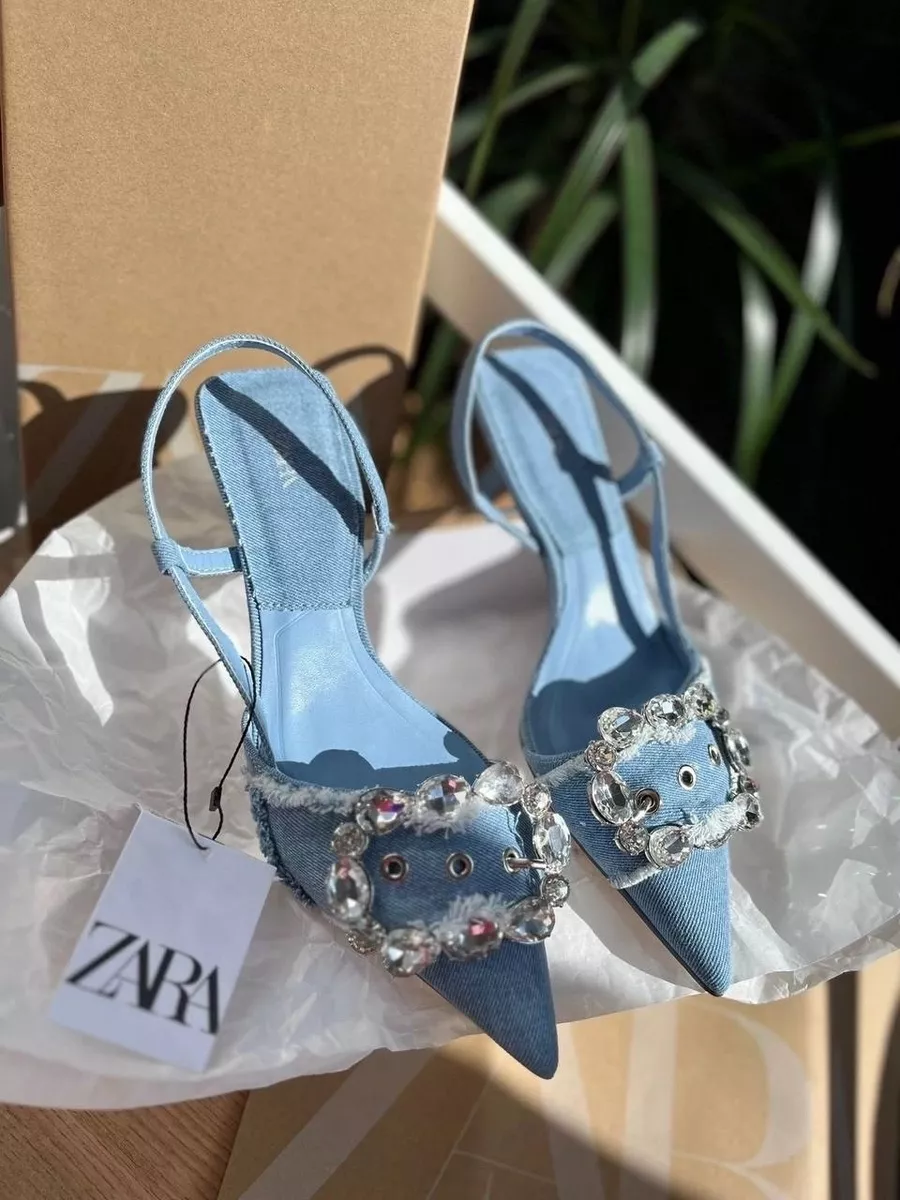 Zara blue mules hotsell