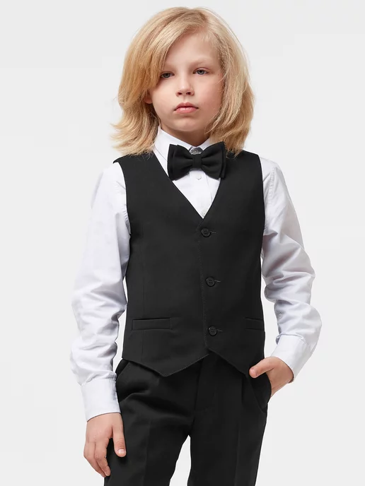 SENS FASHION Галстук бабочка школьный голубая клетка, черный, фото 4