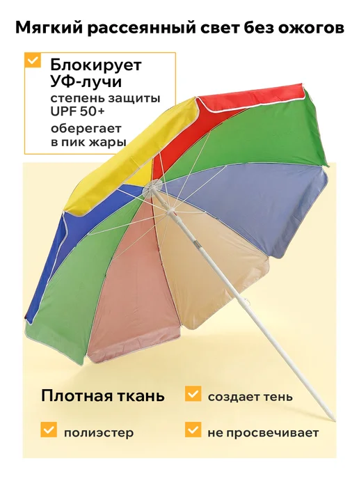 Classmark Зонт пляжный большой от солнца с наклоном 200 см, вариант, фото 3