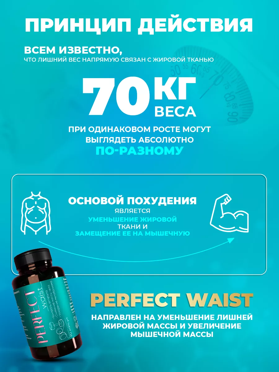 Жиросжигатель эффективный - таблетки для похудения Perfect waist 90 капсул  217112798 купить в интернет-магазине Wildberries