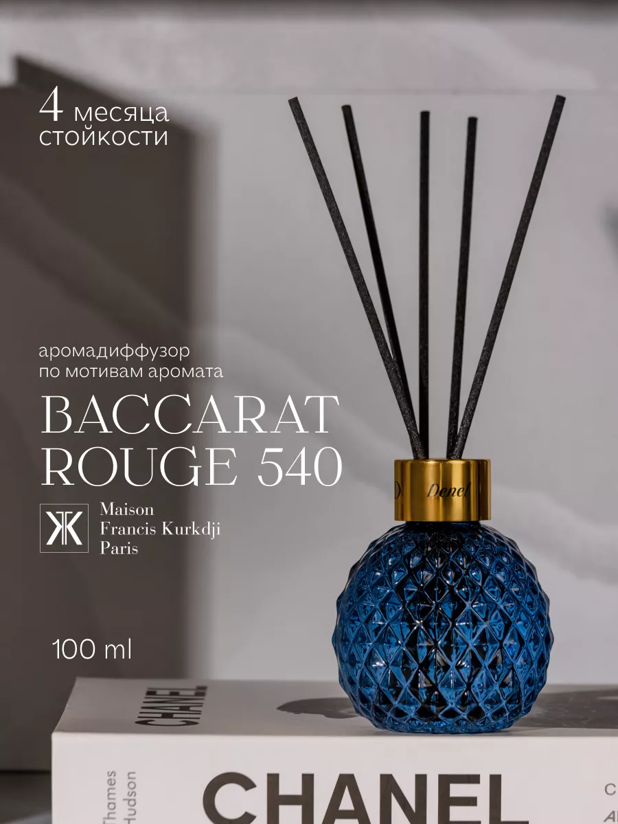 Аромадиффузор с палочками, парфюм по мотивам Baccarat Rouge