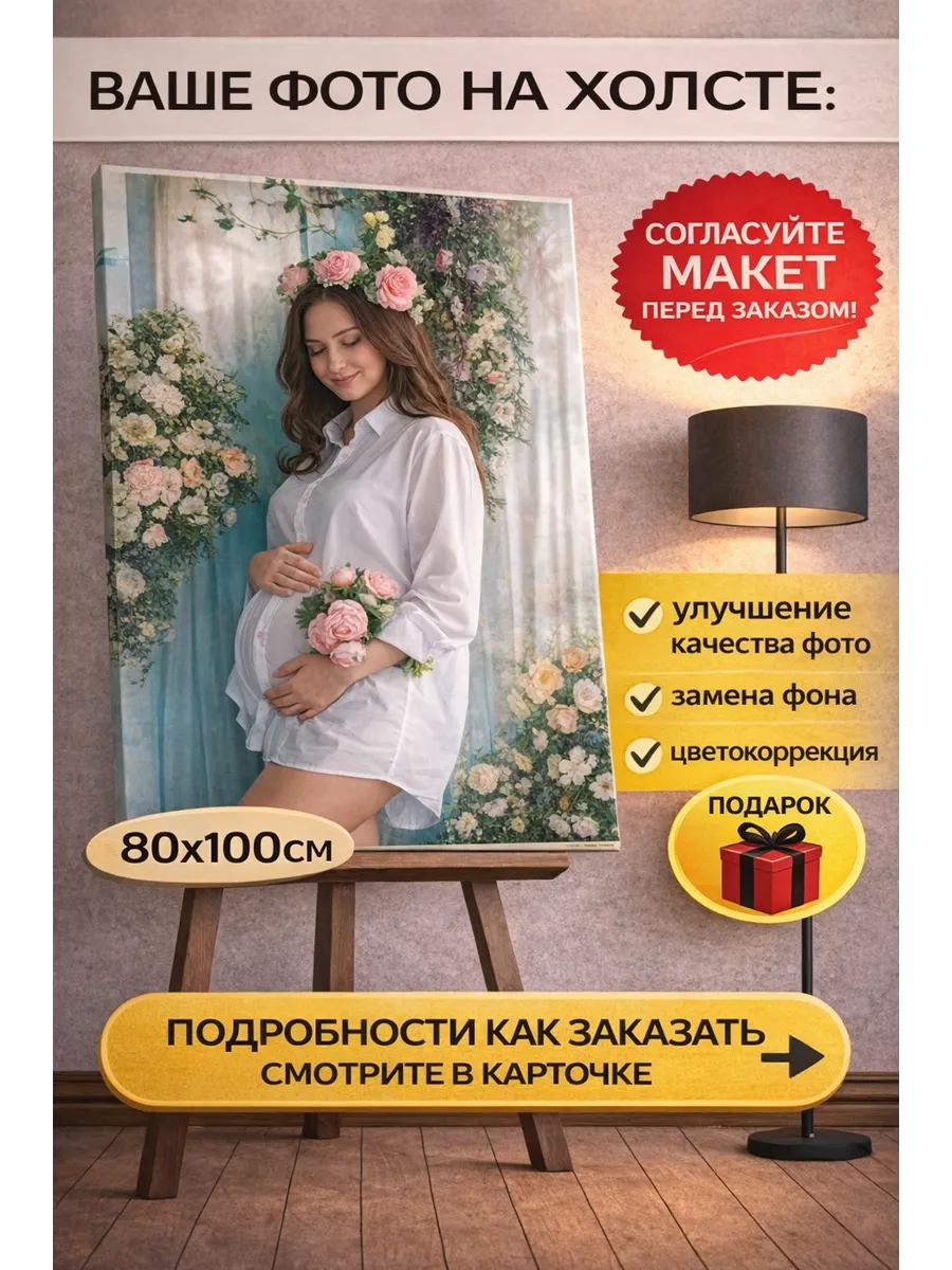 Картина на холсте по фотографии 80x100 см