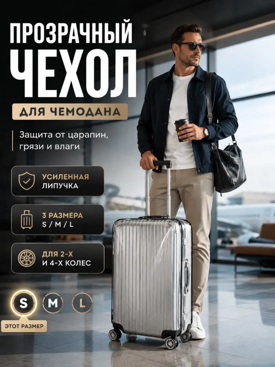 Чехол на чемодан S прозрачный