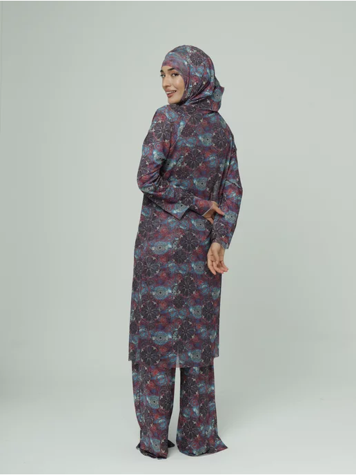 Muslim-style Умный купальник Буркини с spf защитой 4 в 1, голубой, фото 6