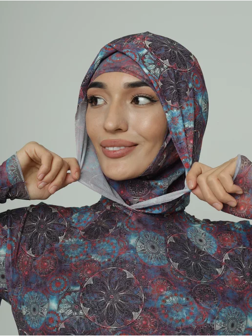 Muslim-style Умный купальник Буркини с spf защитой 4 в 1, голубой, фото 7