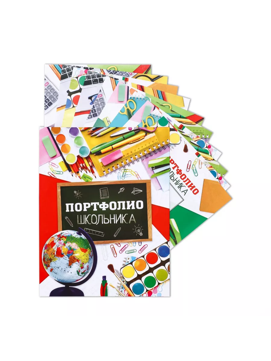 Папка на кольцах «Портфолио школьника», 10 листов, 24,5 х 32