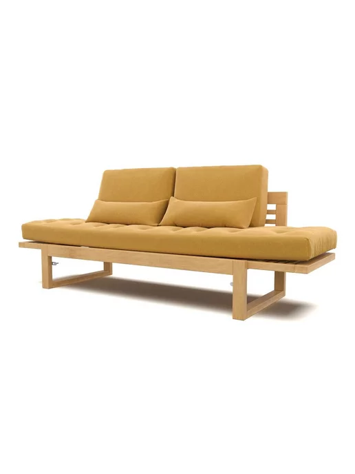 Soft Element Садовый диван кушетка на дачу Бьерк-С Mustard, массив дерева, желтый, фото 3