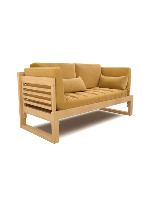 Soft Element Садовый диван кушетка на дачу Бьерк-С Mustard, массив дерева, желтый, фото 4