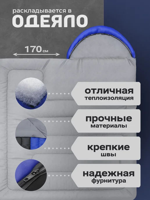 DarkTerm Спальный мешок туристический VIKING от20 до0 С°, синий, фото 2