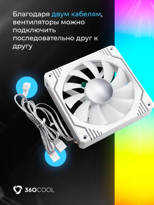360COOL Корпусный вентилятор с подсветкой ARGB 120мм, вариант, фото 3