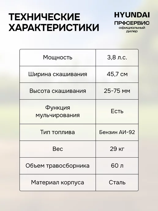 HYUNDAI Газонокосилка бензиновая с травосборником L 4620 3,8л.с 45см, 3,8 л, фото 6