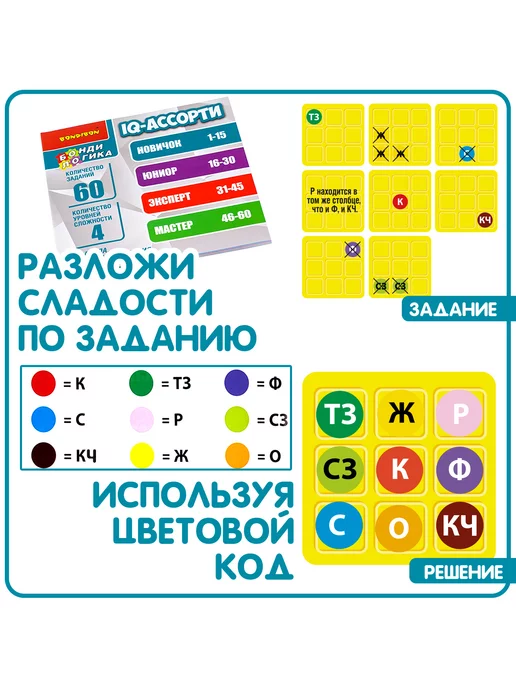 Bondibon Настольная игра головоломка IQ Сладости ассорти, вариант, фото 2