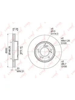 Диск тормозной передний (282x23 мм), 2 шт. LYNXauto 217344573 купить за 3 890 ₽ в интернет-магазине Wildberries